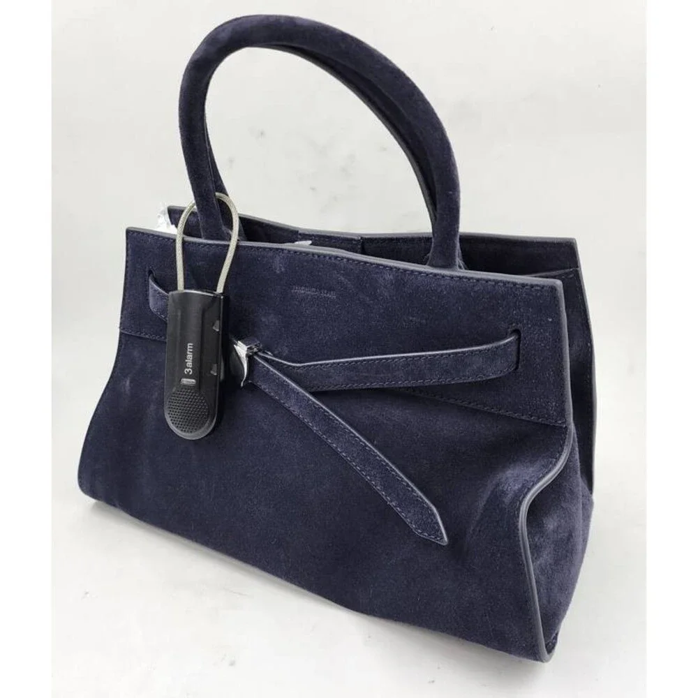 Veronica Beard Dash Suede Belted Handbag Women's Navy Magnetic Closure - Picture 10 of 15